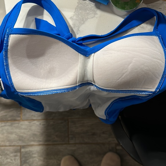 Blue retro one piece women’s swimsuit - Picture 6 of 6